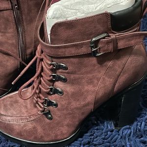 Burgundy Lace Up Bootie